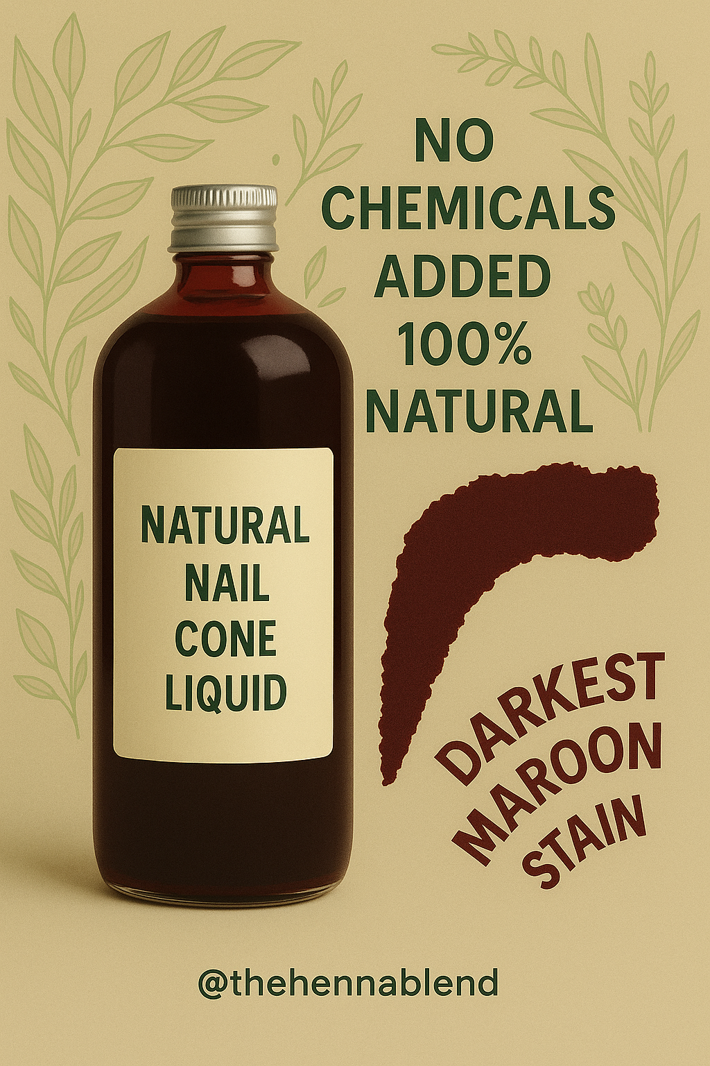 🌿 Natural Nail Cone Liquid - Darkest Maroon